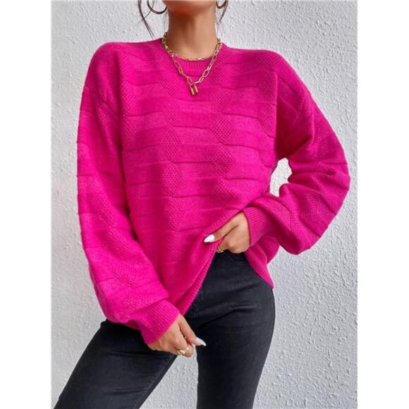 Drop Shoulder Textured Knit Sweater - Picture 3 of 6